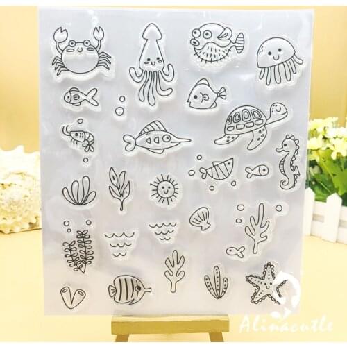 CLEAR STAMPS Summer Beach Ocean Scrapbooking Card Album Paper Craft Rubber Roller Transparent Silicon Clear Stamp AlinaCraft