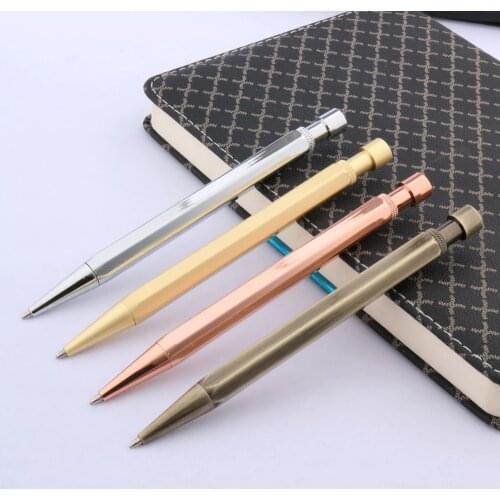 1pc Hexagon Ballpoint Pen Push brass Retro Classic travel metal write Stationery Office school supplies