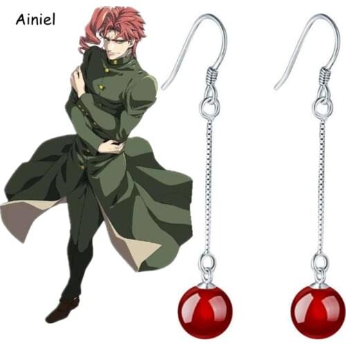 JoJo JoJos JoBizarre Adventure Kakyoin Noriaki Cosplay Earring Props Ear Stud Vintage Earrings Red Long Earrings Gifts Girls