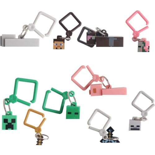 Building Toys Minecrafte bricks KeyChain Multi-series Game Fans creeper Steve Bricks Bag Pendant Key Ring Kids birthday gift Toy