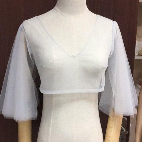 Half Sleeve wedding jacket V-neck Simple Tulle Bridal bolero jackets for Bridal Party Coat Wear Inside Bridal Jacket