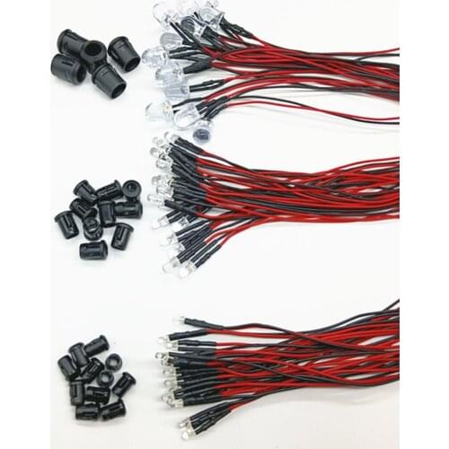 DC5-12V 3mm-10mm Red/Green/Blue/RGB Fast Slow white UV Round Pre-Wired Water Clear LED With Plastic Holder 10PCS/lot