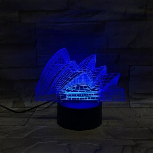 Sydney Opera House 3D Vision Stereo Lamp 7 Colors Changing Touch Desktop Lamps Creative Small Night Light LED 3D Lamps