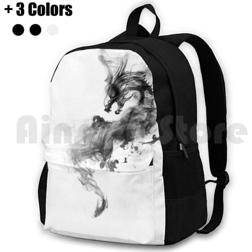 Marble Dragon Outdoor Hiking Backpack Waterproof Camping Travel White Dark Black Dragon Fantasy Magic Magical Creature And Game