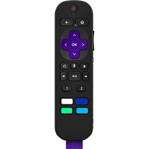 Protective Case For 2021 ROKU Voice Remote Pro Shockproof Silicone Cover For TCL Roku Voice Remote Pro 2021 Anti-Lost With Loop
