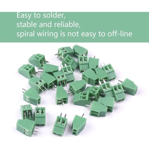 20pcs 2.54mm spacing 2 Poles/2 Pin PCB Universal Screw Terminal Block Connector Nickel Plated Brass