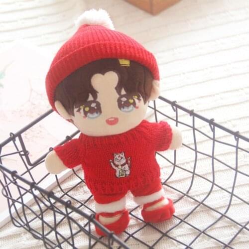 20cm red DIY clothes Doll hat Sweater pants Sean Xiao Xiao Zhan Plush Doll Clothes Childrens Christmas gifts
