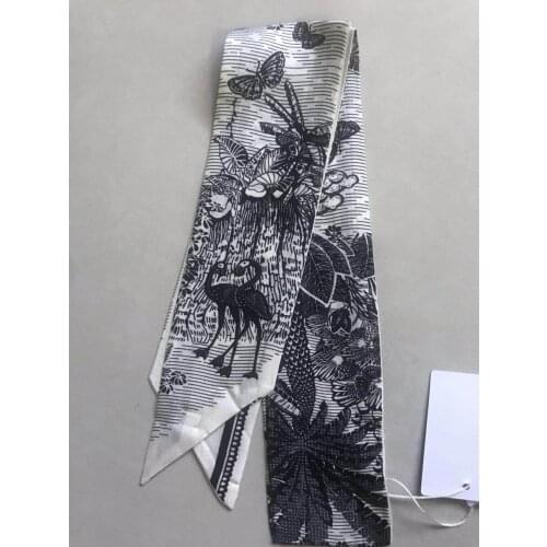 2020 new arrival fashion head band classic 100% silk scarf 105*6 cm long shawl twill belt strap for women girl lady