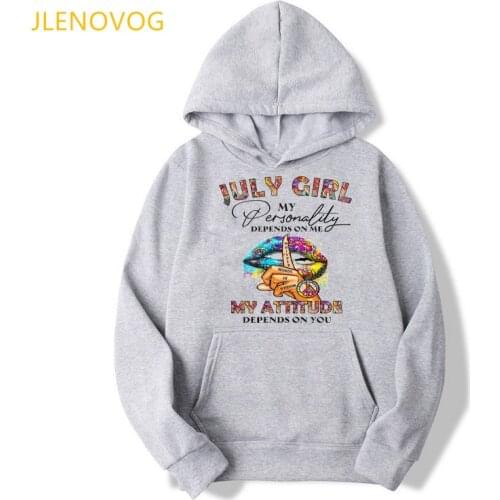 2021 Hot Sale May/June/July/August/September Girl Graphic Print Pink Cap Hoodie Women My Attitude Depends On You Sweatshirt