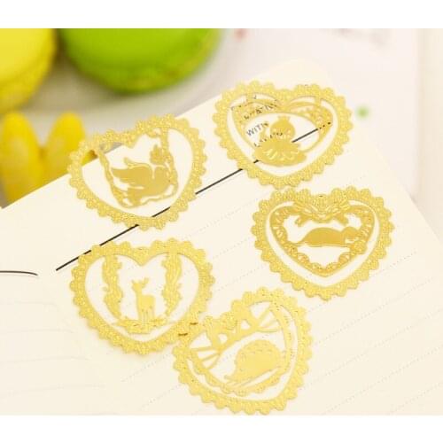 3pcs JB142 Korean Stationery Love Animal Lace Metal Bookmarks Creative Exquisite Mini Openwork Book Season 2