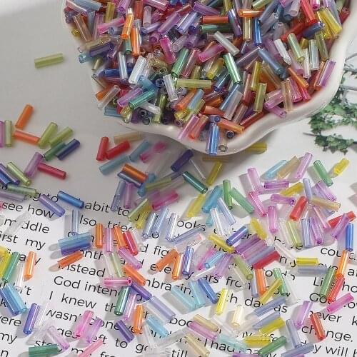 300pcs/lot 2x7mm Austria Crystal Long Tube Czech Glass Seed Spacer Beads For DIY Handmade Necklaces Jewelry Making Accessories