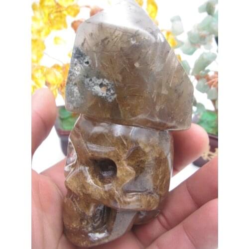 422 grams of natural quartz crystal healing hair crystal skull