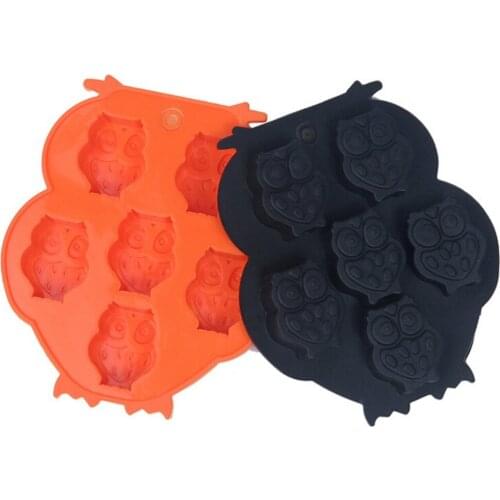 6 Cups Cake Cookie Icecream Sweet 3D Animal Owl Shape Chocolate Silicone Mold 1PCS New Bakeware Cake Tools