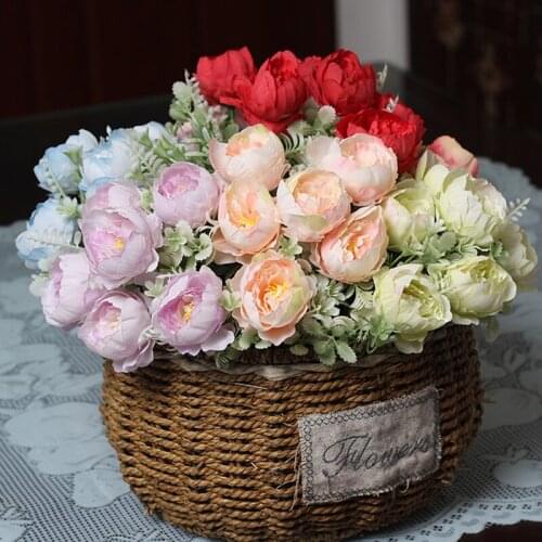 6 Peony Cored Artificial Flower Peony Flower Home Wedding Upgrade Version Cross-border Western Rose Fake Flower