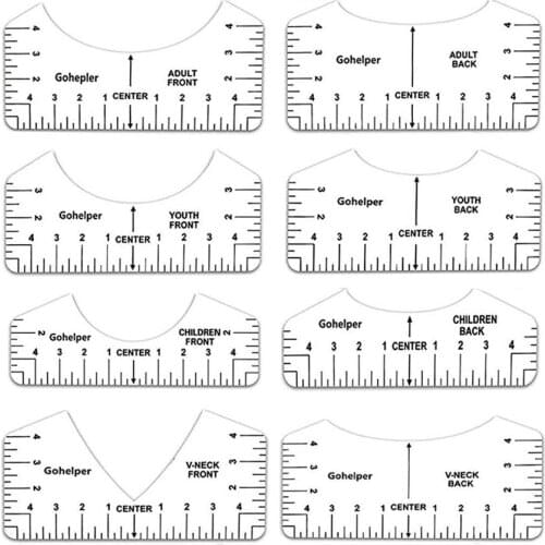 8Pcs T shirt Ruler V Neck Alignment Tool Tee Designing Guide Tool Made of PVC Front and Back Design Easily Make T-shirts