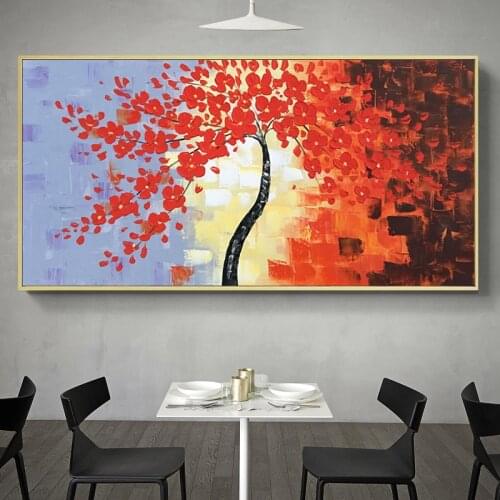 Abstract Tree Sunset Wave Oil Painting on Wall Art Canvas Poster and Prints Scandinavian Picture for Living Room Decor Cuadros