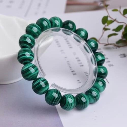 Natural Newly Green Malachite Chrysocolla Bracelets Woman Men Stretch Crystal Big Round Beads Bracelet 14mm 12mm AAAAA