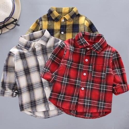 Kids Shirt Clothes Spring Thin Blouses Clothing Infant Boy Plaid Cotton Tops 1 2 3 4 Years Kids Long Sleeves Girl Shirt Blouse