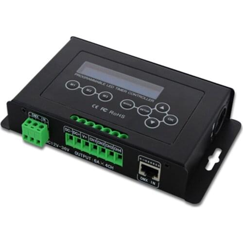 DMX 512 Input Programmable Timer LED Dimmer Aquarium Controller Led Srip Light Controller BC-322-6A DC12V-36V