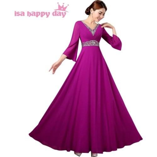 Elegant women formal ladies v neck sleeveless elegant sexy purple evening dresses plus size 2020 dress for special party H2912