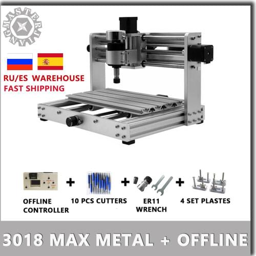 CNC 3018 Max Metal GRBL control with 200W Spindle offline control,3 Axis pcb Milling Laser machine, metal body, Diy Wood Router
