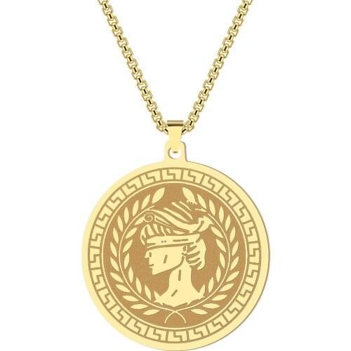 Kinitial Stainless Steel Mythology Medusa Gorgon Necklaces for Women Men Ancient Greek Symbol Jewelry Pagan Charm Necklace Gift