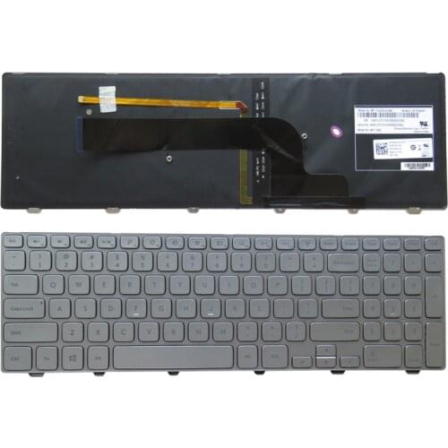 New US for Dell for Inspiron 15 7537 7000 laptop Keyboard 15-7000 Series 7537 Keyboard Backlit with SILVER FRAME English