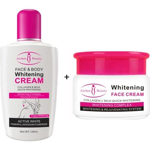 Collagen Milk Body Face Skincare Set Bleaching Face Body Cream Skin Whitening Moisturizing Body Lotion Skin Lightening Cream