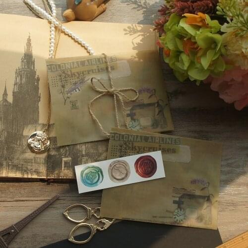 15*11cm 3pcs Old Yellow Retro Style Design Envelop As Postcard Message Card Invitation Envelop Transparent Sticker