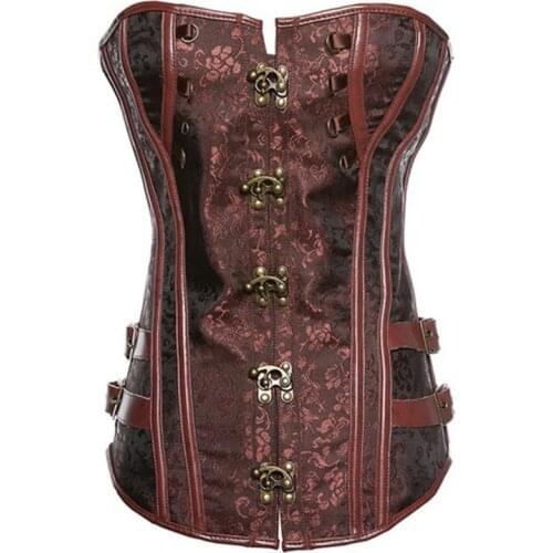 Brown Retro Sexy Gothic Clothing Corset Waist Cincher Corset Steel Bone Corset Top Gorset Steampunk Corset Bustiers Sexy Korsett