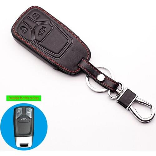 Leather Car Styling Key Cover Case Key cases For audi a4 b9 q7 4m tt 8s Auto Accessories 2016 2017 keyring key holder Key Shell