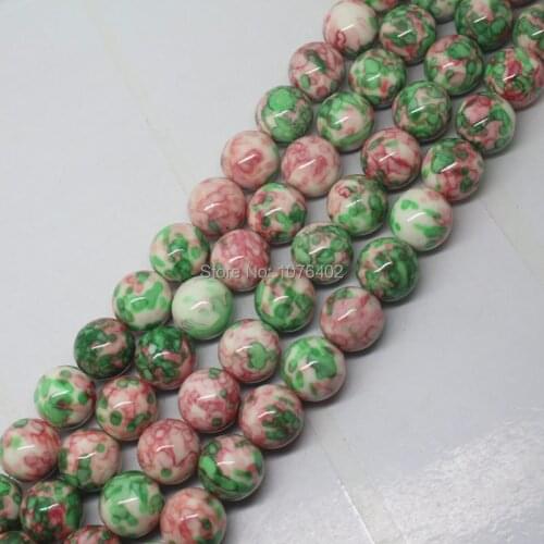 Mini. order is $7! 12mm Beautiful Multicolor More Green Snow Arthur Jaspers Round Loose Beads 15"