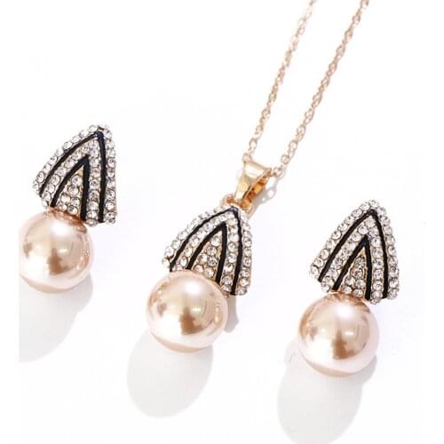 KOMI 3Colors Polynesian Hawaiian Marshall Style Imitation Pearls Black Enamel Borders Necklace Pendant Earrings Jewelry Set