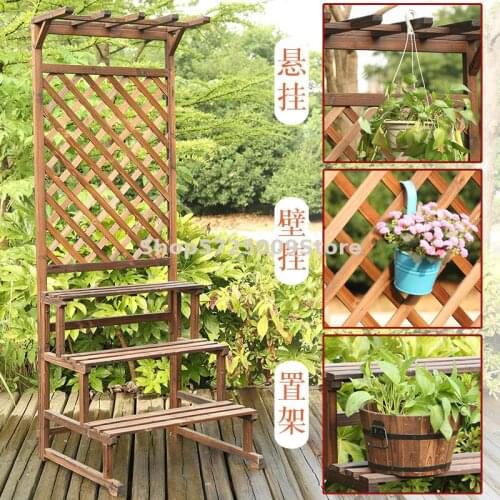 Terrace yard flower wall grid rose rose double happiness vine climbing trellis balcony hanging flower hanging flower pot flower