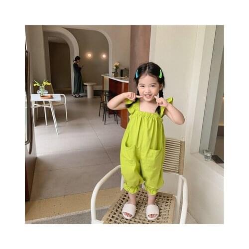 2021 Summer New Arrival Girls Fashion Overalls Kids Korean Design Jumpsuit Girl Overalls