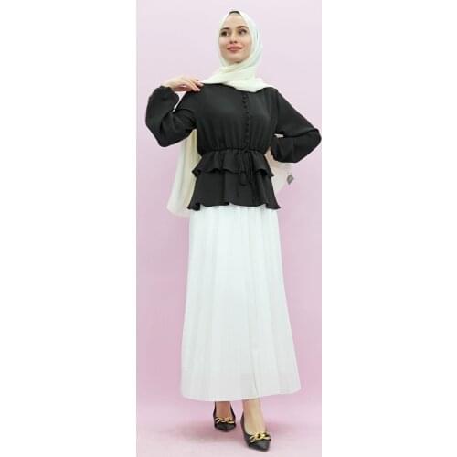 New Season Summer Trend Muslim Dress Beli Wheel Skirted Suit White