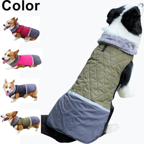 Dog Clothes Fur Collar Double-Sided Can Wear Waterproof Reflective Dog Jacket Clothes Pet Cotton Dog Coat for Winter