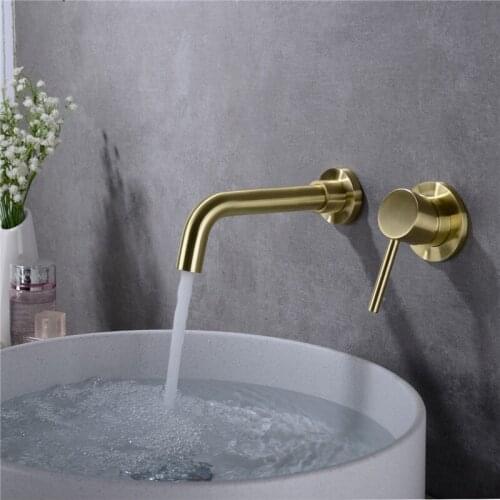 Soild Brass Black Plated Wall Mounted Bathroom Faucet High Quality Rotation Sink Water Mixer Brushed Gold & Gun Gray Basin Mixer