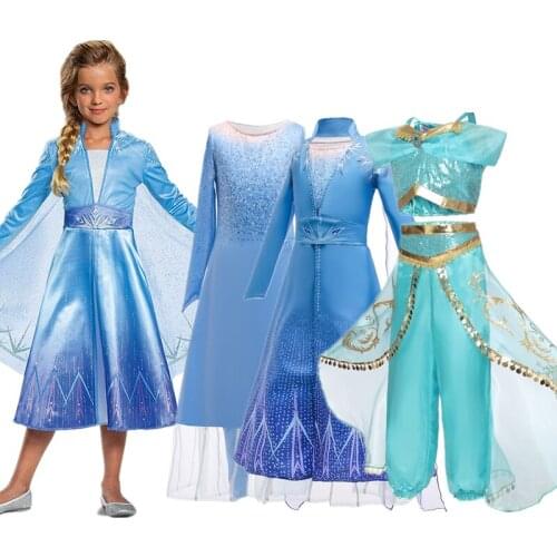Girls Elsa Princess Dress Role Play Long Sleeve Fancy Costume With Cloak For Chlidren Halloween Party Mesh Cloth For Kids