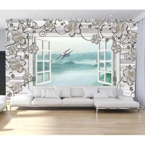 Custom photo wallpaper for walls 3 d murals wallpaper 3d Embossed line, flower, window, landscape mural wall papers home decor