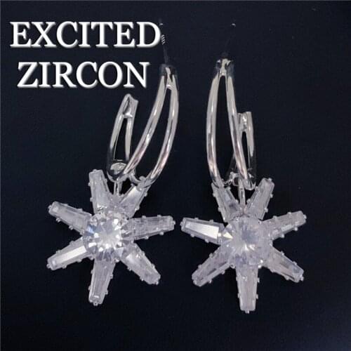 Luxury Fashion Six European and American Best Selling Noble Zircon Heptagon Earrings Bride Bridesmaid Wedding Jewelry Earrings