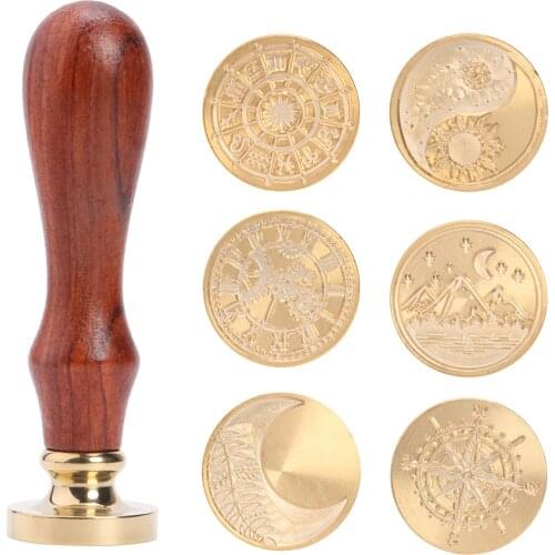 Rosewood Handle Sealing Wax Stamp Antique Pattern Tokens for Documents Wedding Invitations Customs Ornament DIY Crafts