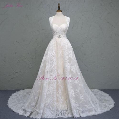 Julia Kui Robe De Mariage New Detachable A Line Wedding Dress Sweetheart Neck Cheap Lace 2 in 1 Bride Dresses