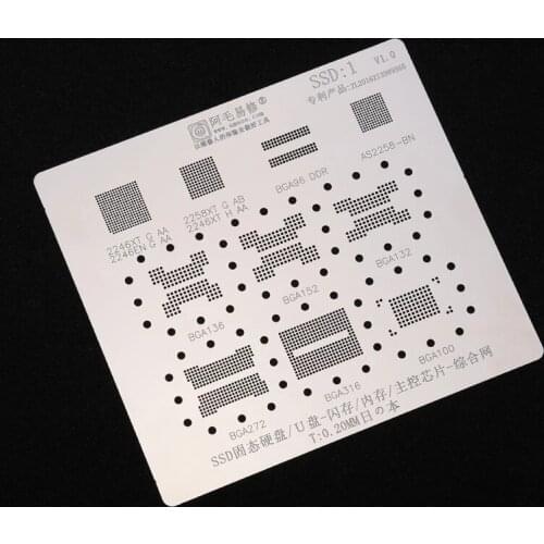 AMAOE BGA Reballing Stencil SSD:1 FOR Solid State Disk Flash Memory Bga152 132 316 272 Main Control 2246 Planting Tin Net