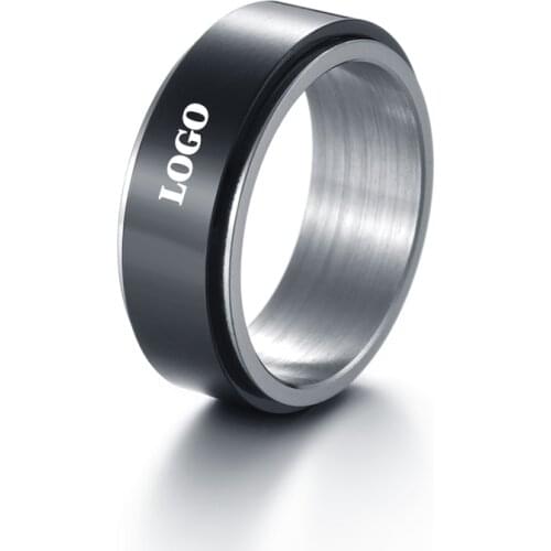 YWSHK 8mm Personalized Custom Name Spinner Rotatable Ring 316L Stainless Steel for Men Women 6mm Lover Couple Charm Jewelry Gift