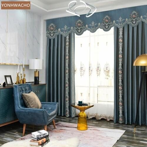 Custom curtain High-precision European living room American country cloth blackout curtain valance tulle panel C734