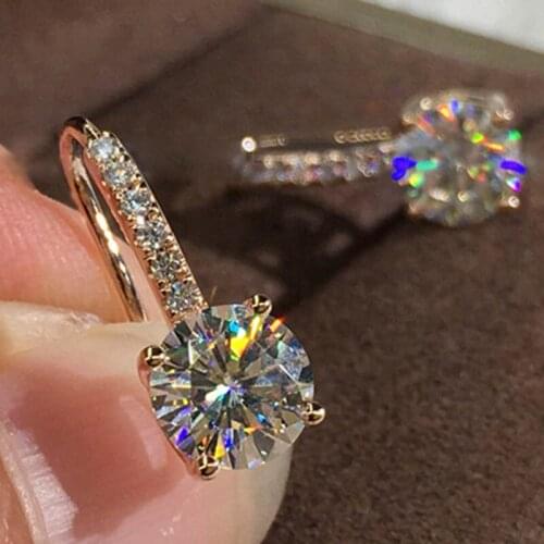 Korean Style Ladies Womens Shiny Sparkling Round Rhinestone Zircon Crystal Female Metal Dangle Earrings for Party Jewelry