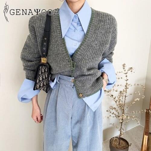 Genayooa Single Breasted Cardigan Women Luxury Korean Style Cashmere Oversized Sweater Women 2020 Autumn Winter Knitted Coat