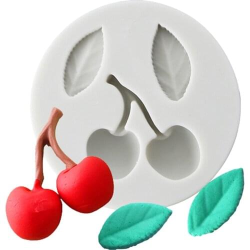 1pc Cherry & Leaves Silicone Mold Fondant Mould Cake Decorating Tools Chocolate Mold Sugarcraft Kitchen Accessories