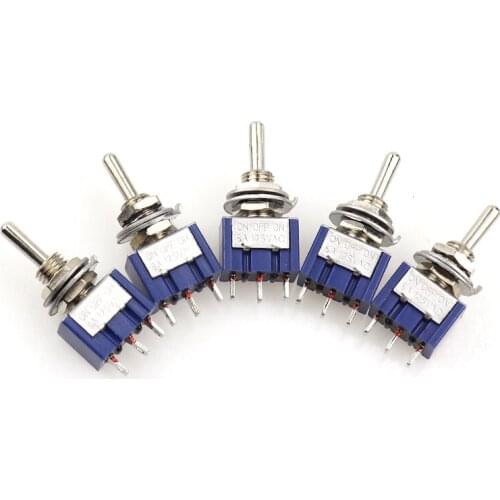 10Pcs ON-OFF-ON Light blue 3Pin 3 Position Latching MTS-103 AC 125V/6A 250V/3A Power Button Switch Car DL